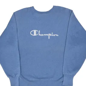 vacation wear VINTAGE CHAMPION REVERSE WEAVE SPELLOUT BLUE SWEATSHIRT 1990S LARGE MADE IN USA