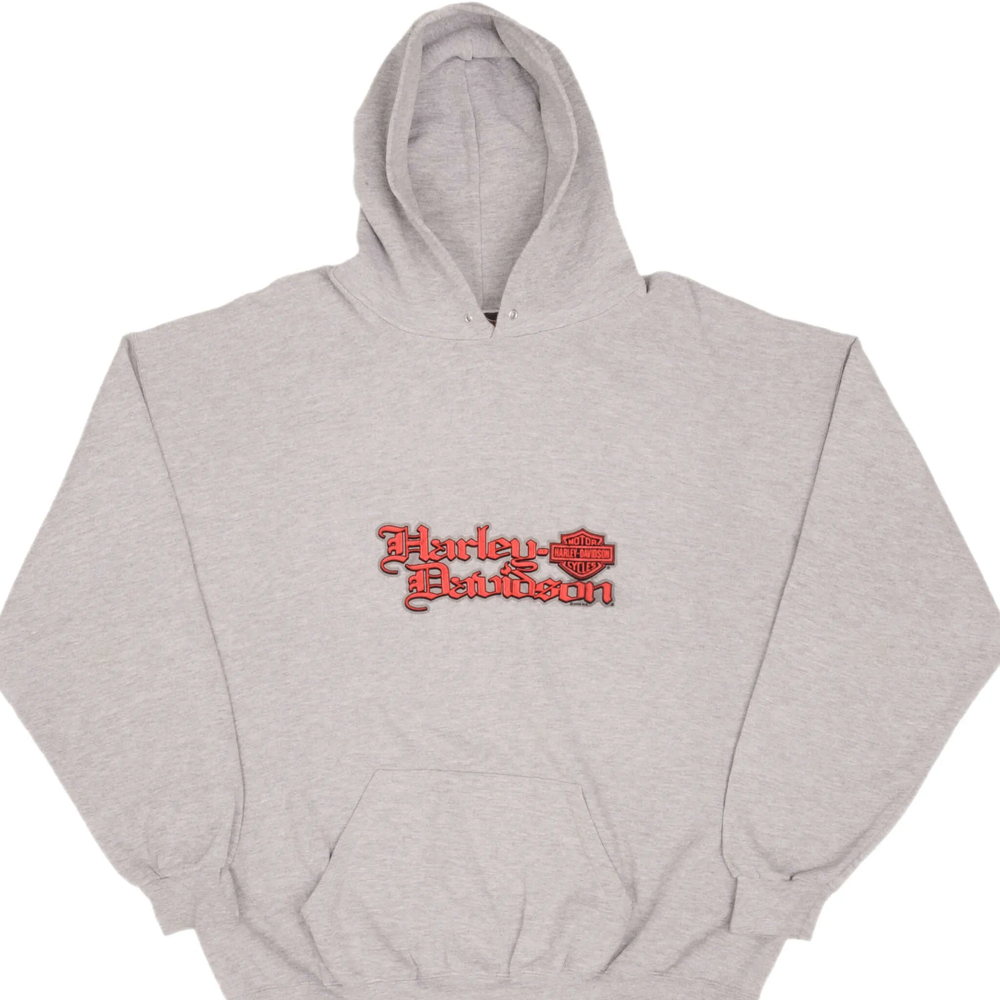 VINTAGE HARLEY DAVIDSON BATTLEFIELD GREY HOODIE SWEATSHIRT 2005 SIZE XL Tagless Labeling