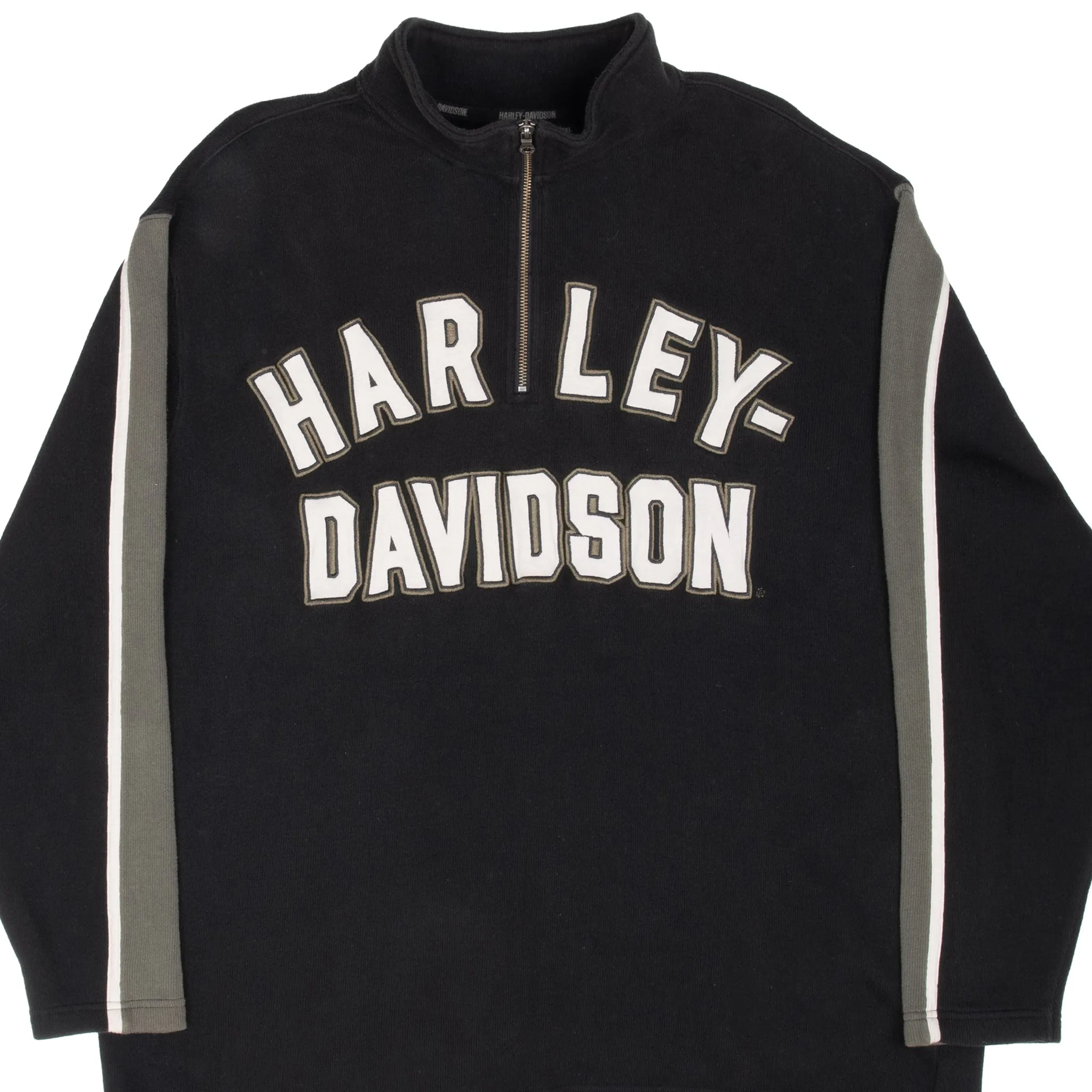 Workwear half zip VINTAGE HARLEY DAVIDSON BLACK QUARTER ZIP SWEATER 2000S 2XL