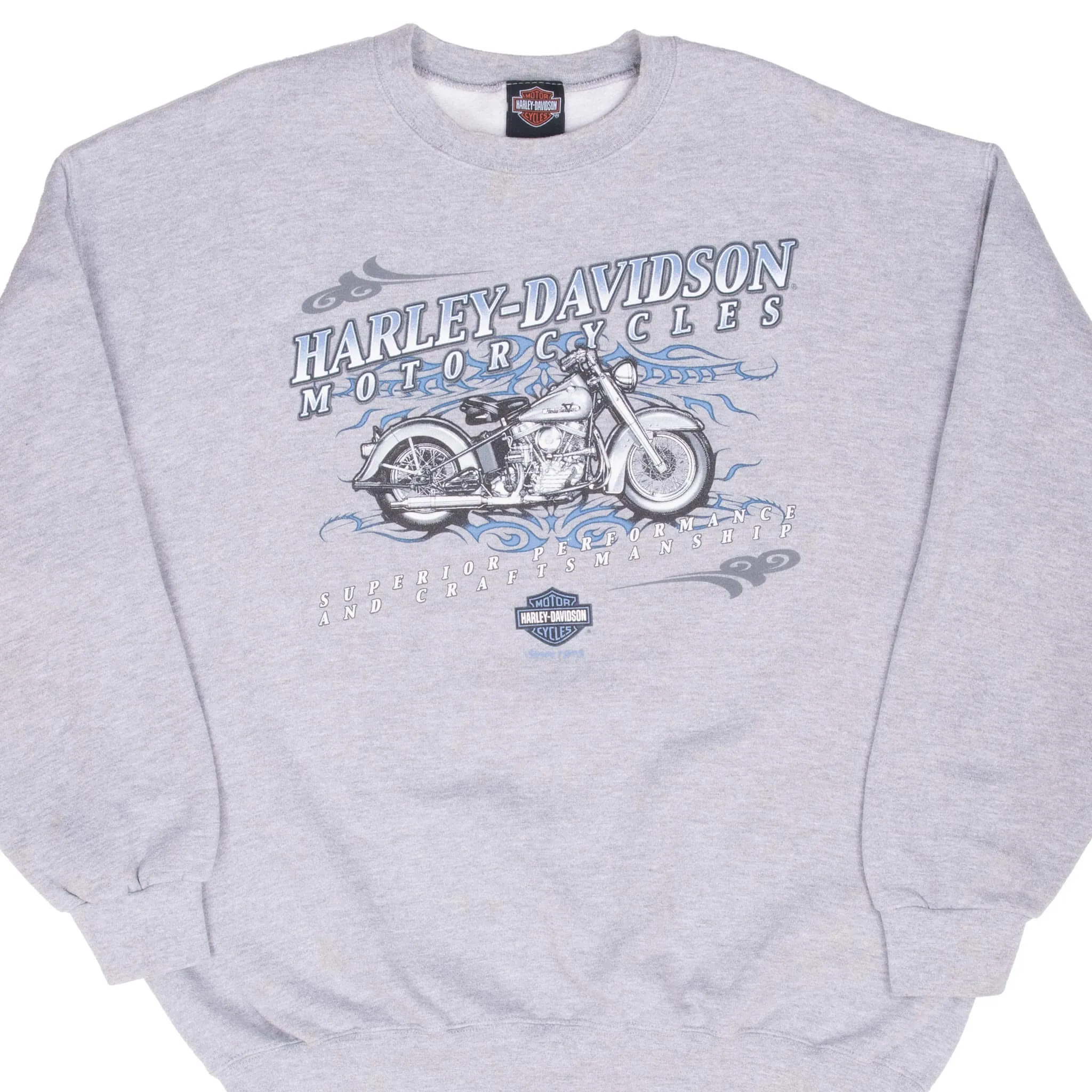 Seamless Sleeves VINTAGE HARLEY DAVIDSON HAMPTON NEW HAMPSHIRE 2003 GREY SWEATSHIRT XL