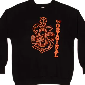 VINTAGE HARLEY DAVIDSON SWEATSHIRT 1980s SIZE MEDIUM MADE IN USA Comfy Layers Raw Hem Detail