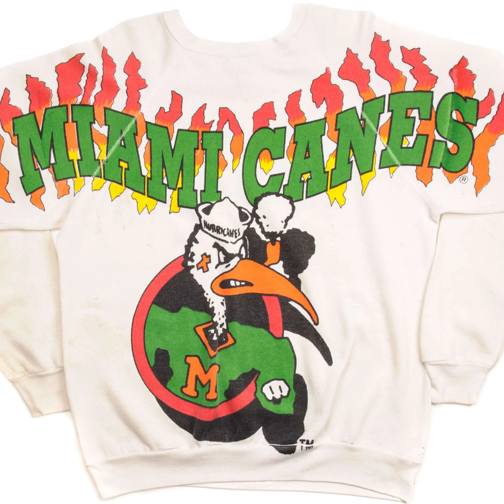 VINTAGE MIAMI HURRICANES FOOTBALL SWEATSHIRT SIZE LARGE MADE IN USA single layer product personalization creativity