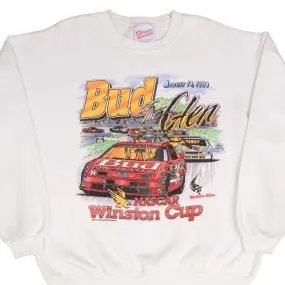 VINTAGE NASCAR BUDWEISER AT THE GLEN WINSTON CUP SWEATSHIRT 1994 LARGE MADE USA Everyday Comforts product snowboarding suitability