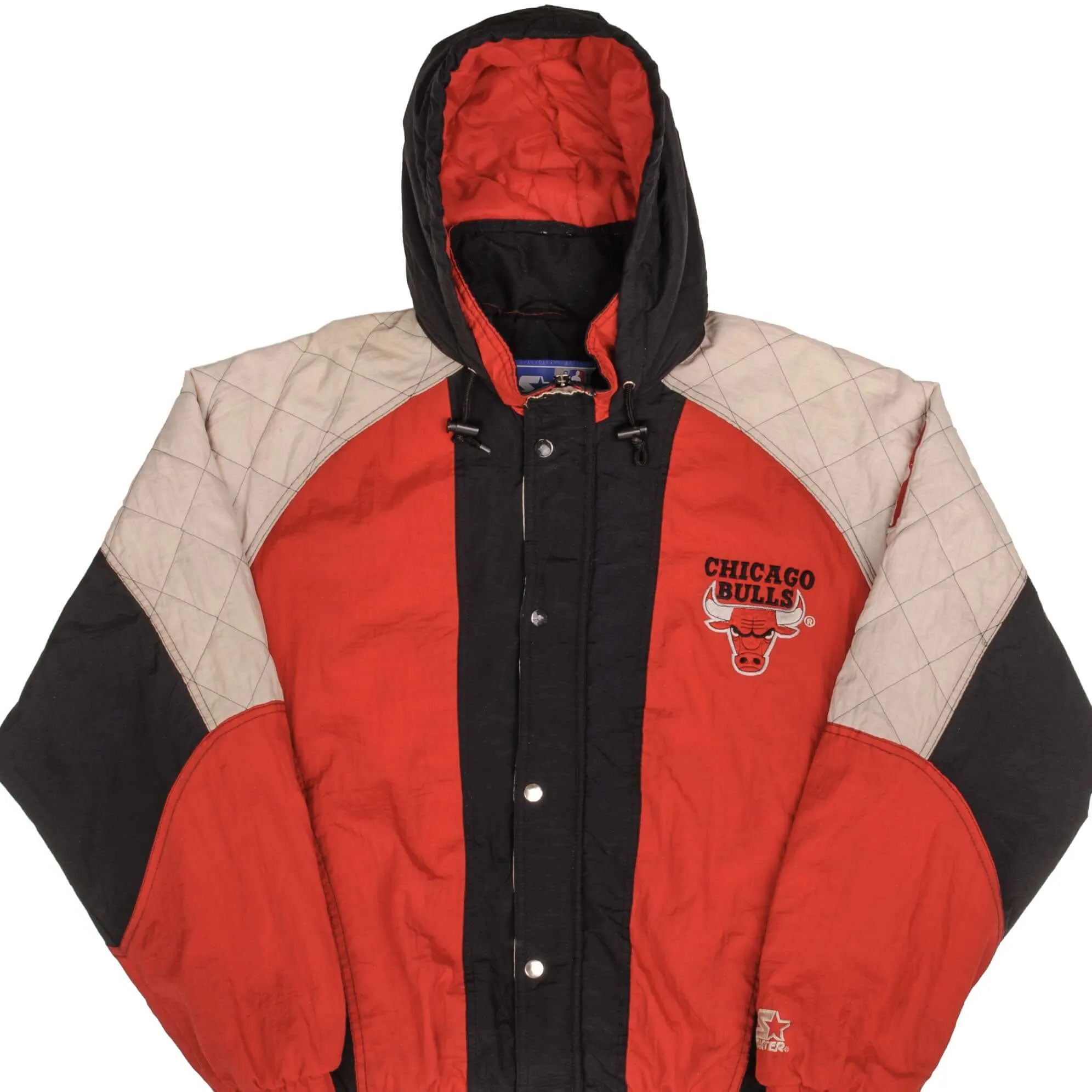 All-Weather Comfort Deal VINTAGE NBA CHICAGO BULLS 1990S HOODED WINDBREAKER STARTER JACKET SIZE MEDIUM