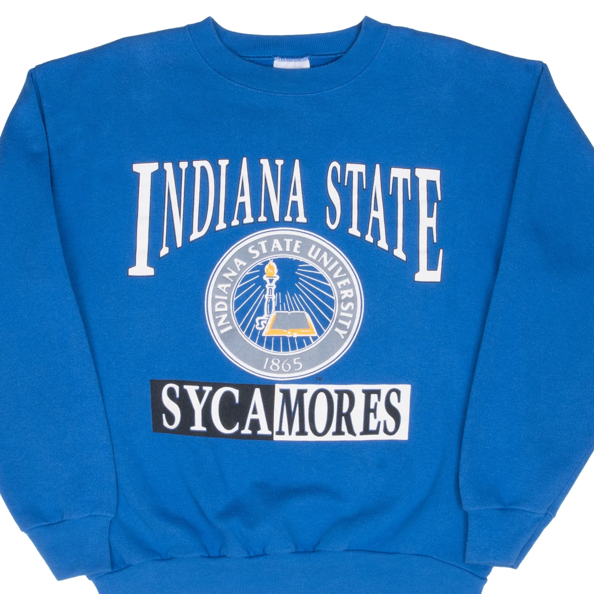 VINTAGE NCAA INDIANA STATE SYCAMORES SWEATSHIRT 1990S LARGE MADE IN USA Comfy Hoodie product fuzzy coziness