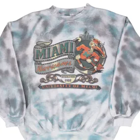VINTAGE NCAA MIAMI HURRICANES TIE DYE SWEATSHIRT 1990S XL MADE IN USA Sustainable Fabric