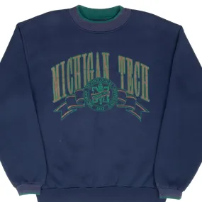 VINTAGE NCAA MICHIGAN TECH 1990S BLUE SWEATSHIRT LARGE MADE IN USA Seasonal Trend Comfy Apparel