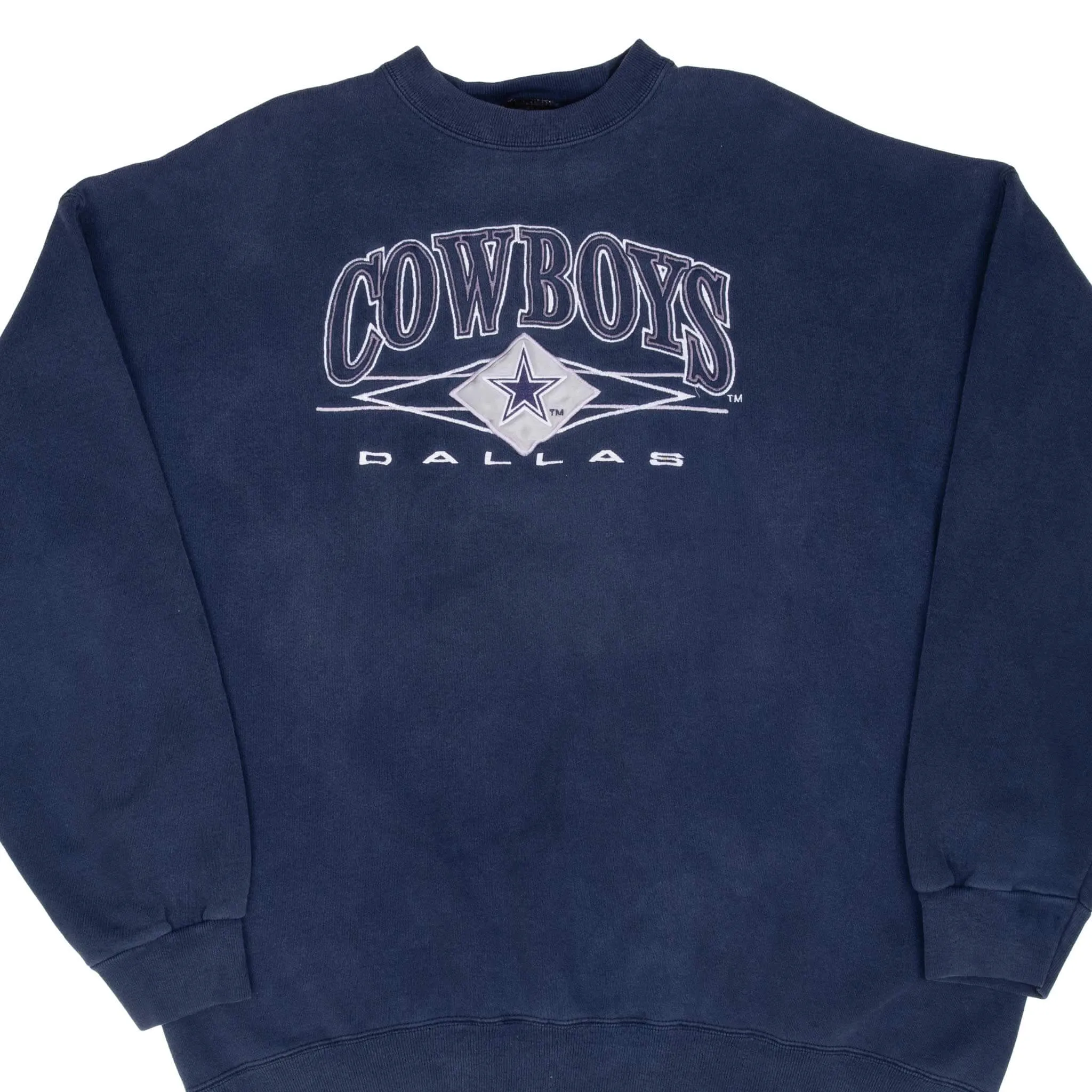VINTAGE NFL DALLAS COWBOYS EMBROIDERED SWEATSHIRT 1990S XL MADE IN USA Chambray Windproof Design