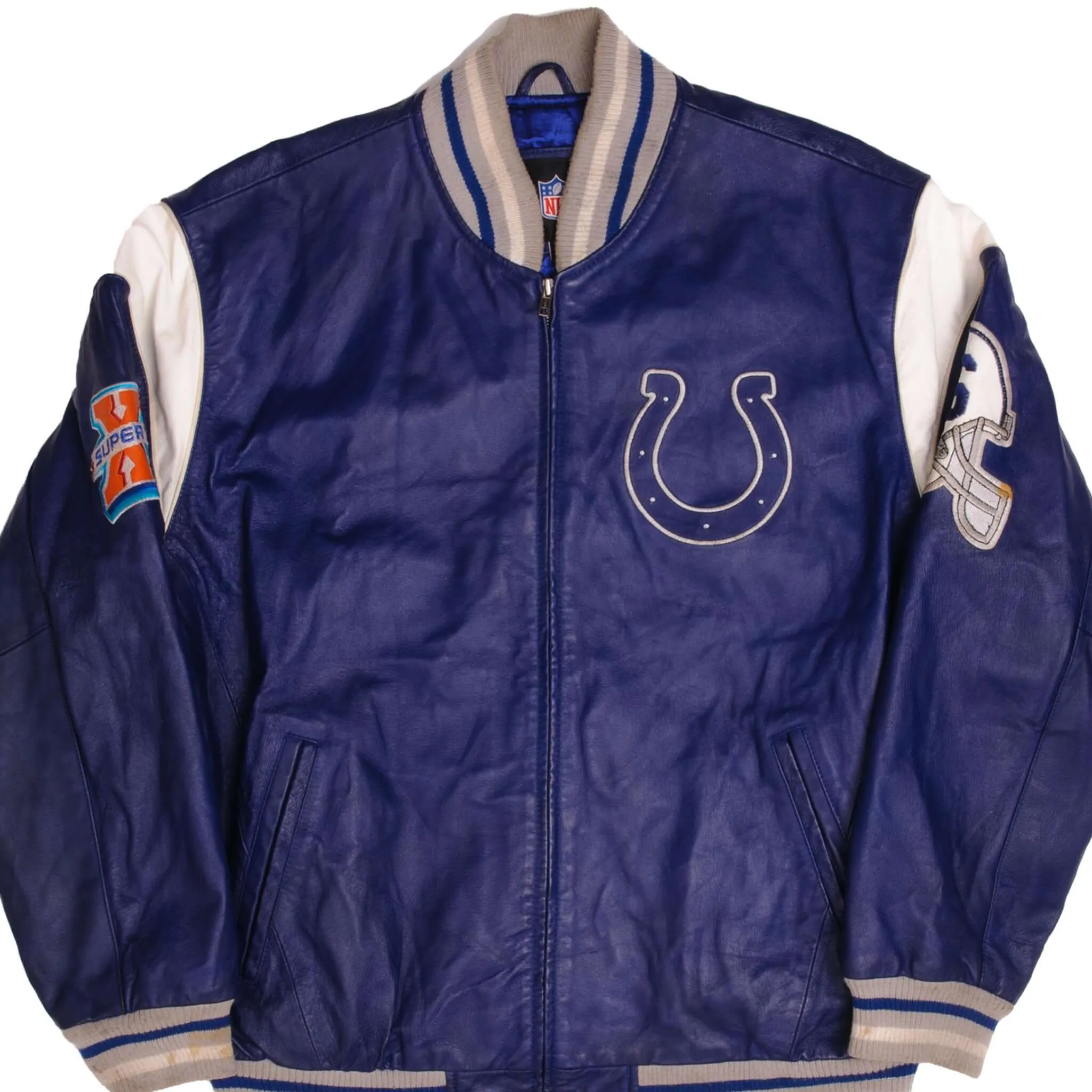 VINTAGE NFL INDIANAPOLIS COLTS SUPER BOWL CHAMPION 2006 LEATHER JACKET SIZE XL Maximize