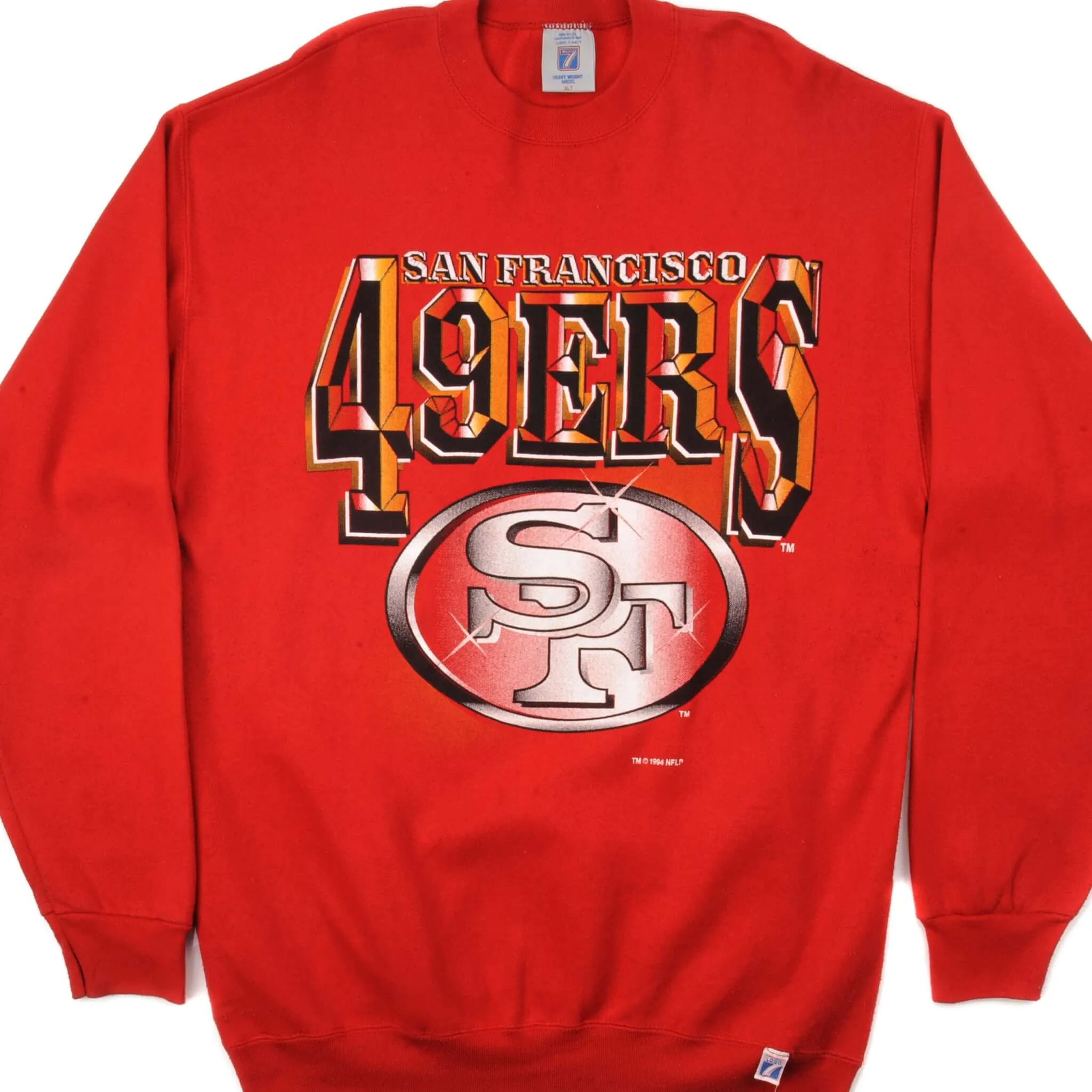 product display VINTAGE NFL SAN FRANCISCO 49ERS SWEATSHIRT 1994 SIZE XL MADE IN USA