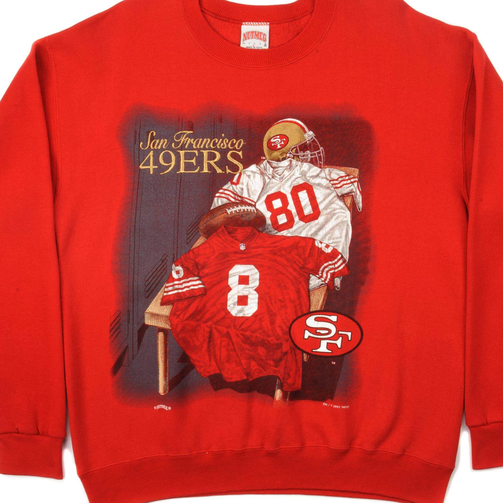VINTAGE NFL SAN FRANCISCO 49ERS SWEATSHIRT 1995 SIZE LARGE MADE IN USA Tall Length Smart Casual