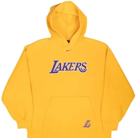 Ribbed Hem VINTAGE NIKE NBA LOS ANGELES LAKERS CENTER SWOOSH HOODIE SWEATSHIRT LARGE 1990S