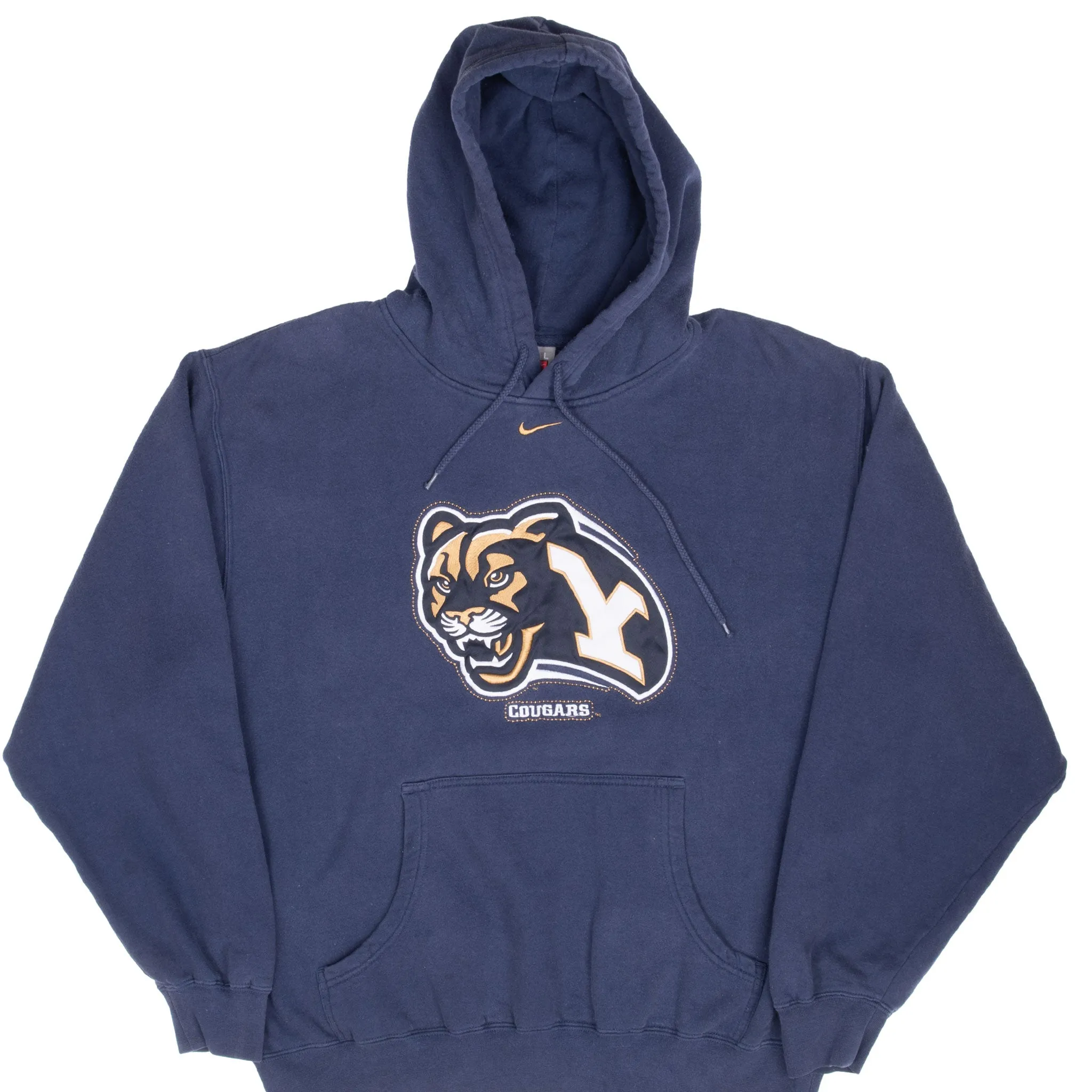 VINTAGE NIKE NCAA BYU BRIGHAM YOUNG BLUE HOODIE SWEATSHIRT 2000S LARGE Core Style Street-Ready Look
