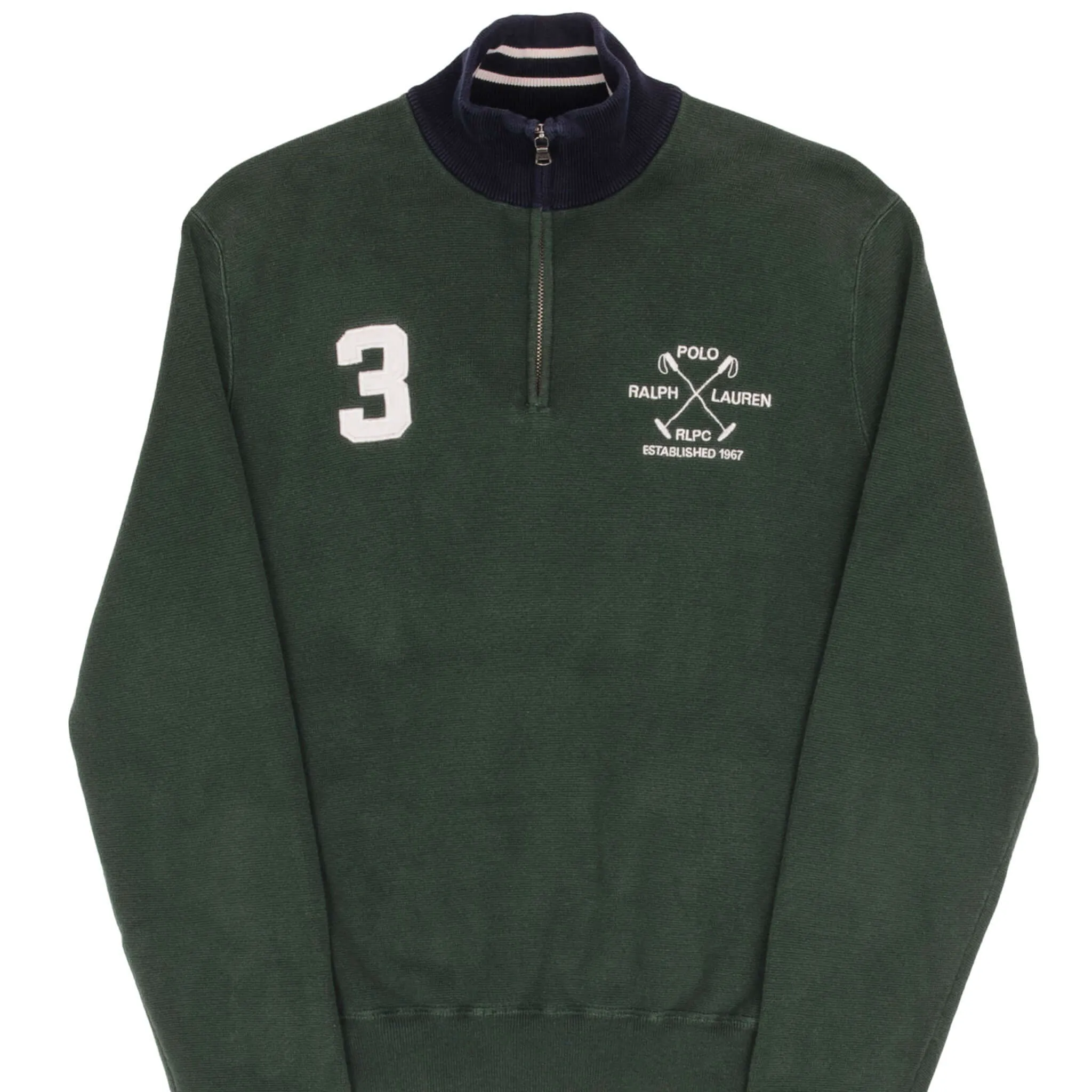 VINTAGE POLO RALPH LAUREN GREEN RLPC QUARTER 1/4 ZIP SWEATER 1990S SIZE LARGE Daily Use