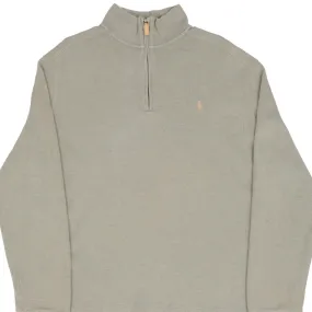 VINTAGE POLO RALPH LAUREN SAGE GREEN QUARTER 1/4 ZIP SWEATER 1990S SIZE XL Fall Timeless Style