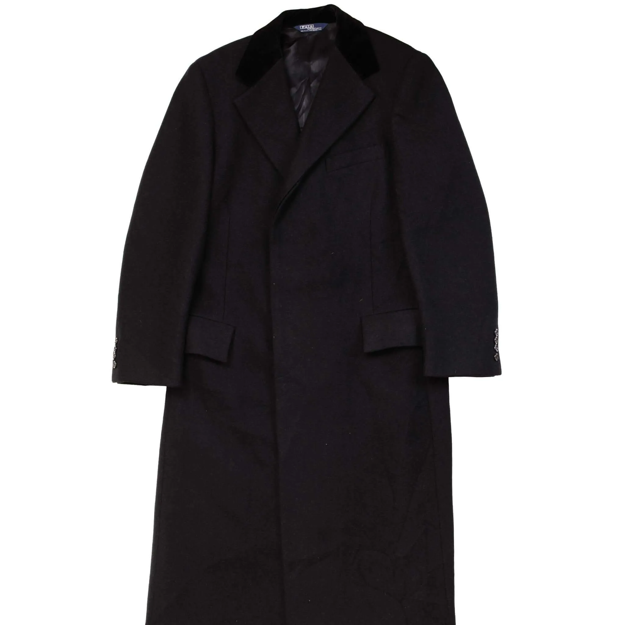 VINTAGE POLO RALPH LAUREN WOOL PEA COAT JACKET 1990S SIZE 42 MADE IN USA dry-cleanable