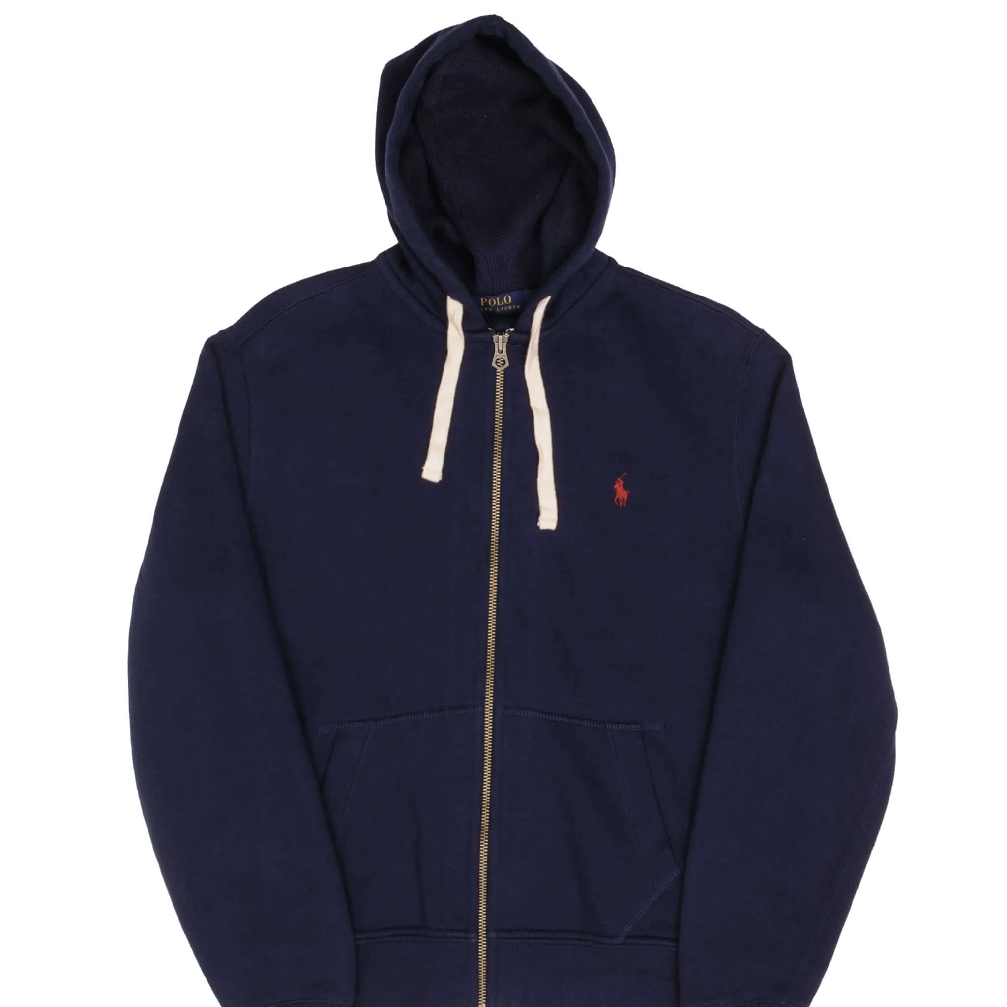 VINTAGE RALPH LAUREN FULL ZIP CLASSIC NAVY BLUE HOODIE SWEATSHIRT SIZE MEDIUM Outdoor Bold Cozy Fit