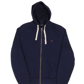 VINTAGE RALPH LAUREN FULL ZIP CLASSIC NAVY BLUE HOODIE SWEATSHIRT SIZE MEDIUM Outdoor Bold Cozy Fit