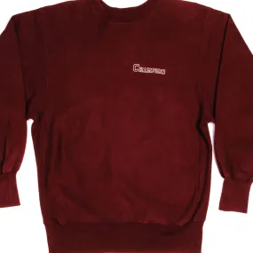 product family bonding product terry cloth absorbency VINTAGE REVERSE WEAVE CHAMPION EMBROIDERED BURGUNDY SWEATSHIRT 1990S SIZE XL