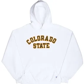 VINTAGE RUSSEL COLORADO STATE UNIVERSITY WHITE HOODIE SWEATSHIRT 1990S XL Oversized Design Snug Wear