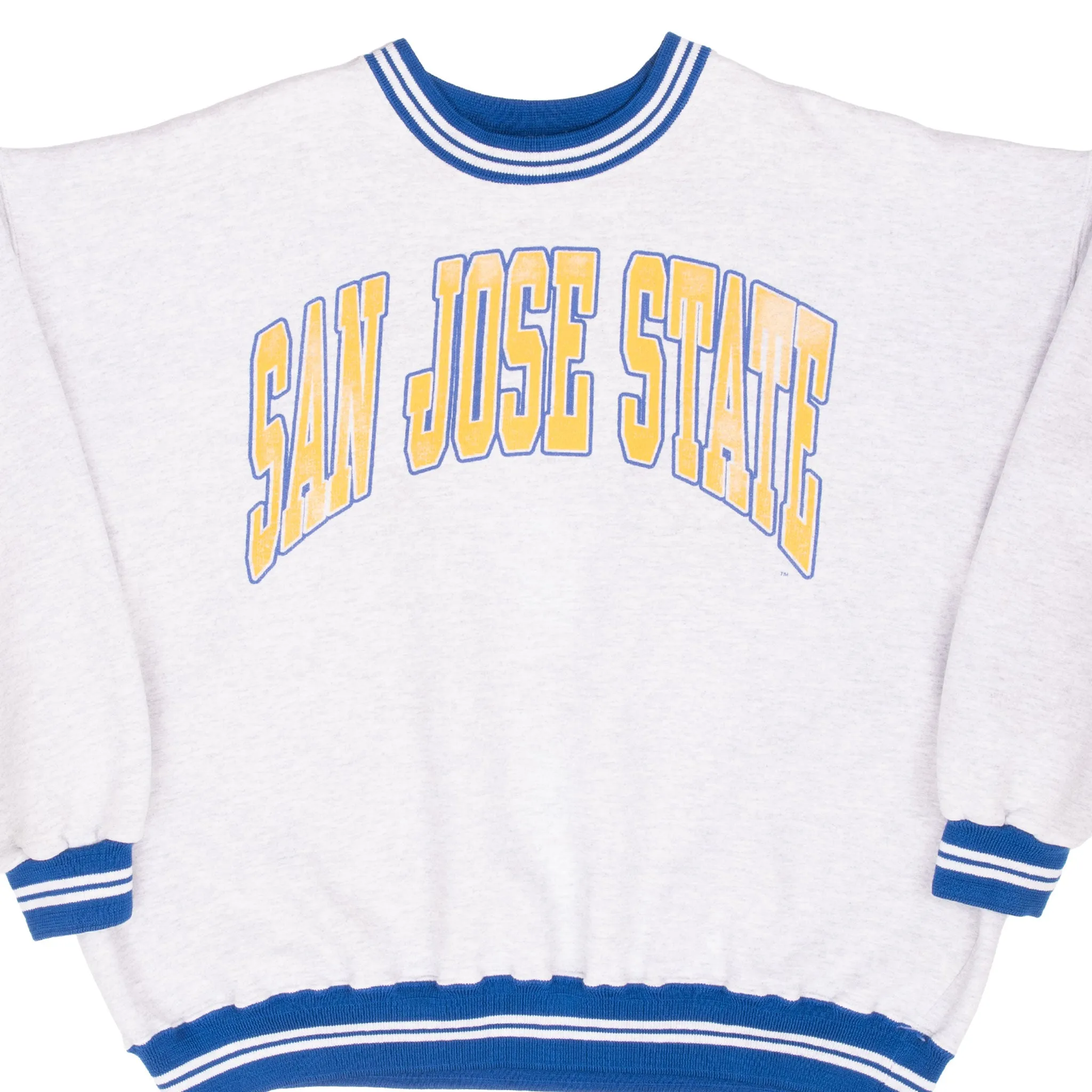 VINTAGE SAN JOSE STATE UNIVERSITY GREY SWEATSHIRT XL 1990S MADE IN USA No pockets
