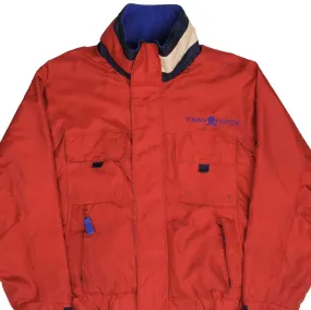 VINTAGE TOMMY HILFIGER RED RAIN JACKET 1990S SIZE LARGE Effort Multi Pocket Design