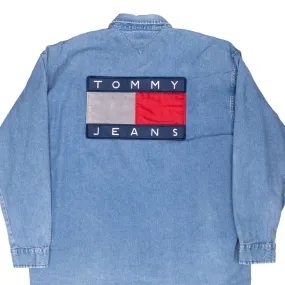 Secure Storage Compartments VINTAGE TOMMY JEANS HILFIGER DENIM SHIRT 1990S XL