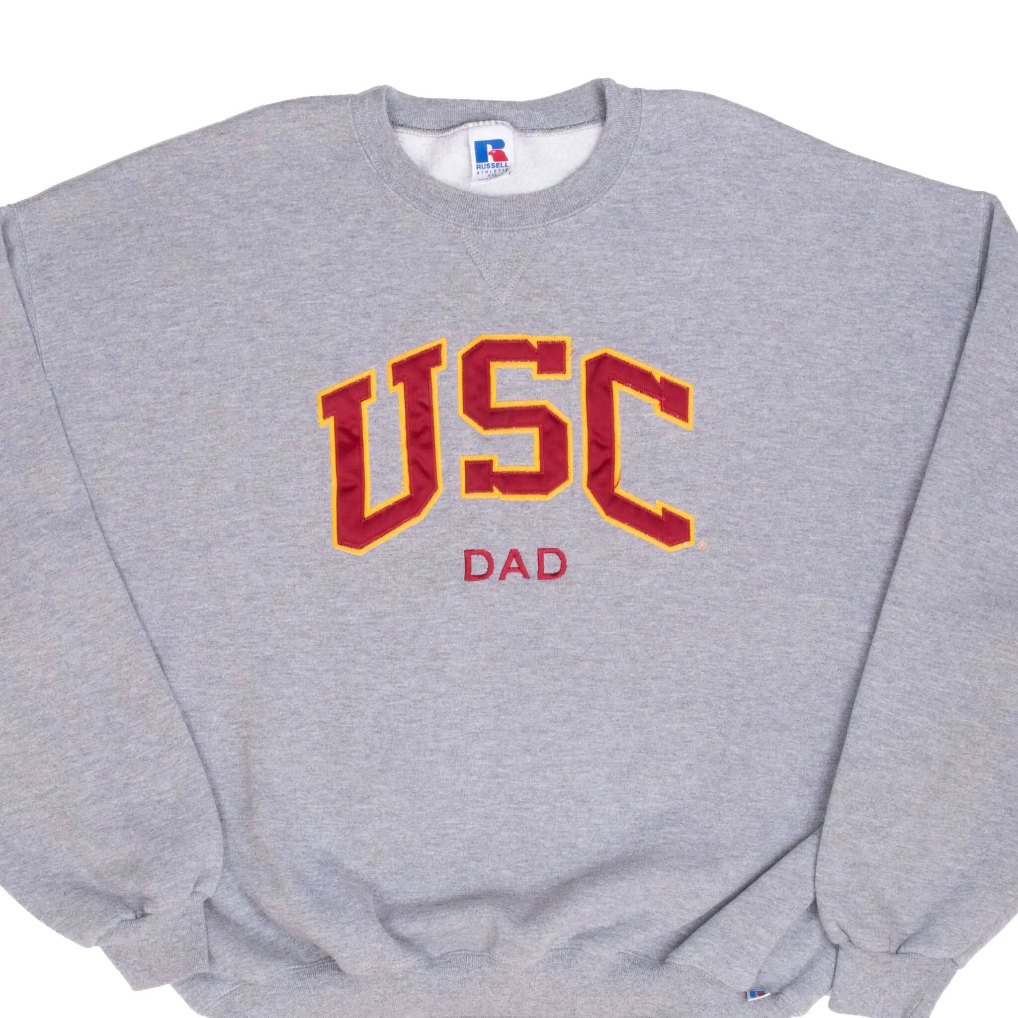 perfect for anniversaries Bold Print VINTAGE USC DAD RUSSELL ATHLETIC GREY CREWNECK SWEATSHIRT 1990S 2XL