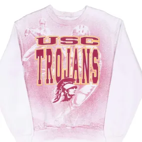 VINTAGE USC TROJANS ALL OVER PRINT WHITE SWEATSHIRT 1990S LARGE Modern Relaxed Sporty Comfort