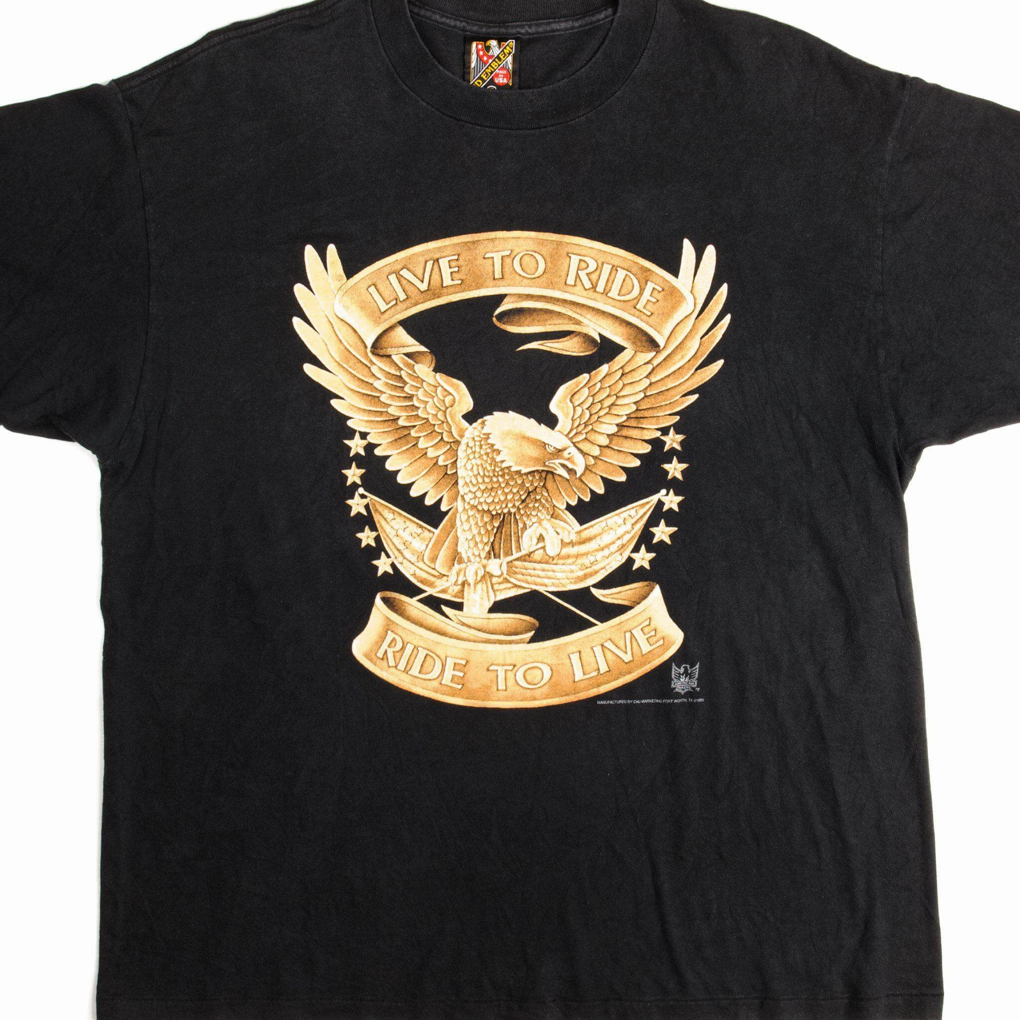 Cozy Wear Fit VINTAGE 3D EMBLEM AMERICAN BIKER TEE SHIRT 1993 SIZE XL MADE IN USA