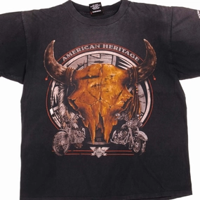 VINTAGE 3D EMBLEM BIKER AMERICAN HERITAGE TEE SHIRT 1994 SIZE LARGE MADE IN USA Smooth Jersey Texture Pullover