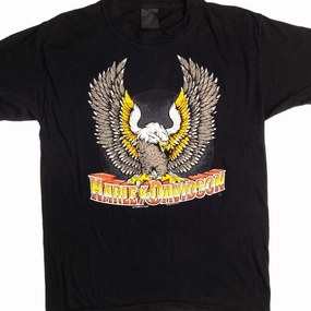 Lint Resistant Surface VINTAGE 3D EMBLEM HARLEY DAVIDSON TEE SHIRT 1980s SIZE SMALL MADE IN USA