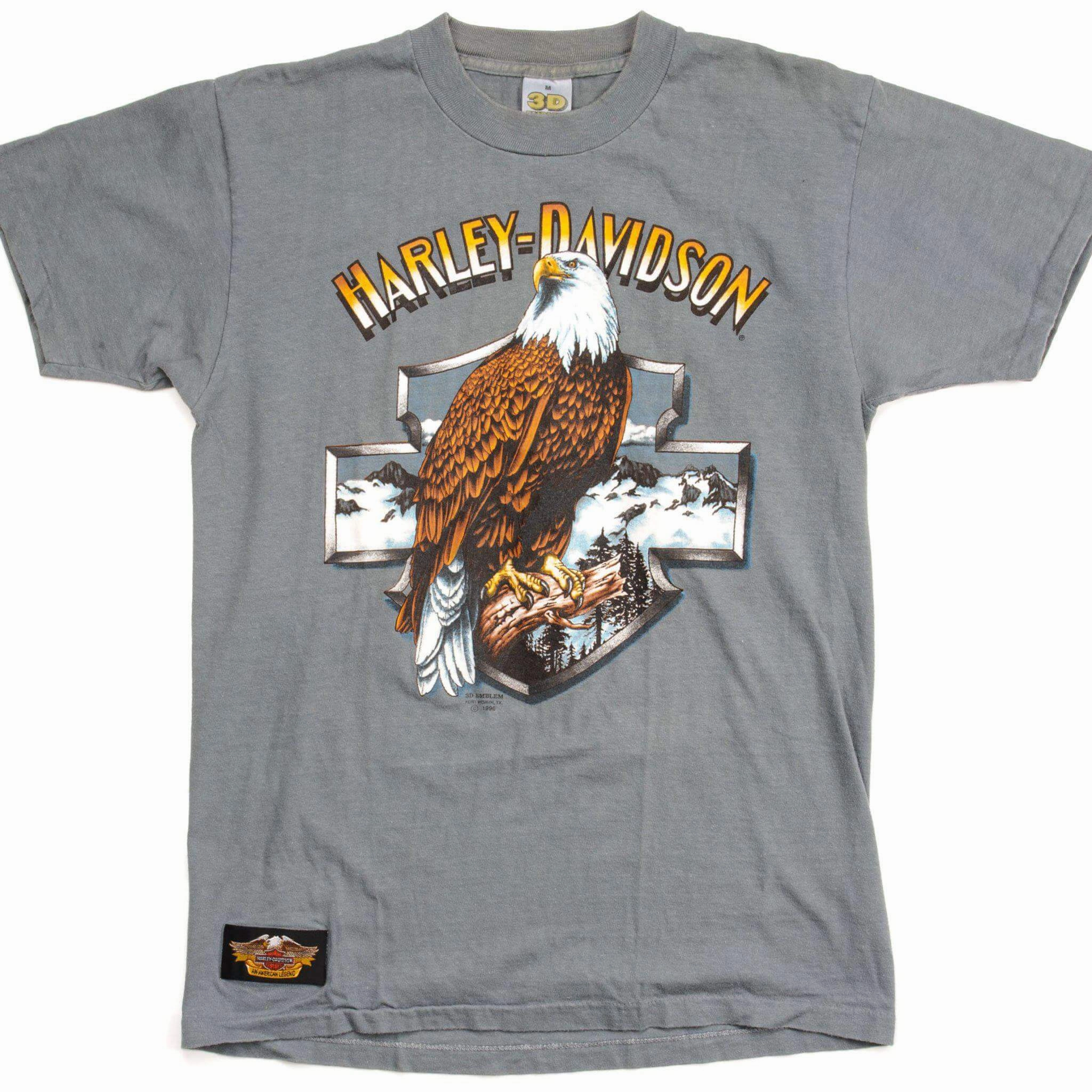 VINTAGE 3D EMBLEM HARLEY DAVIDSON TEE SHIRT 1990 SIZE MEDIUM MADE IN USA Cozy Stretch Fit Quick-Drying Shirt