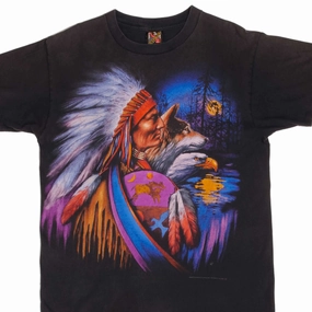 VINTAGE 3D EMBLEM INDIAN CHIEF TEE SHIRT 1993 SIZE LARGE MADE IN USA AntiPilling Treatment