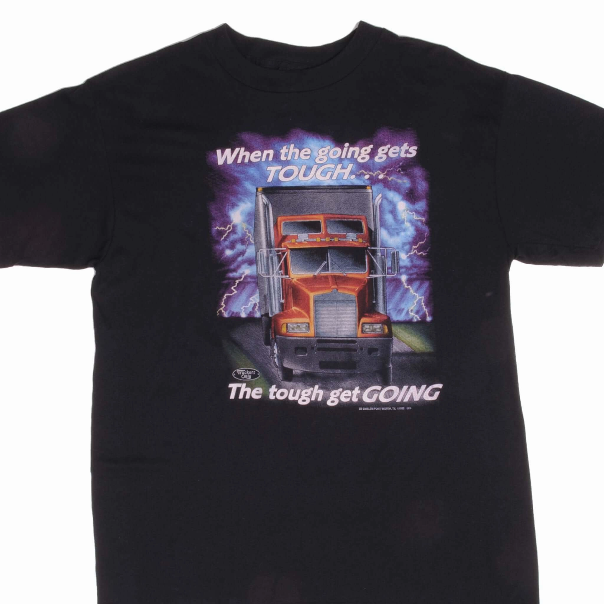 VINTAGE 3D EMBLEM TRUCKER ONLY 1992 TEE SHIRT SIZE LARGE MADE IN USA Athletic Fit Buttery Soft Fabric