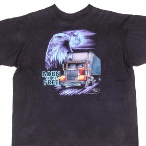 Casual layering piece Urban Fashion VINTAGE 3D EMBLEM TRUCKERS ONLY TEE SHIRT 1992 XL MADE IN USA