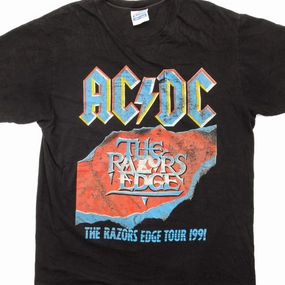 Comfort Apparel Relax Trend VINTAGE ACDC THE RAZORS EDGE TOUR TEE SHIRT 1991 SIZE LARGE MADE IN USA
