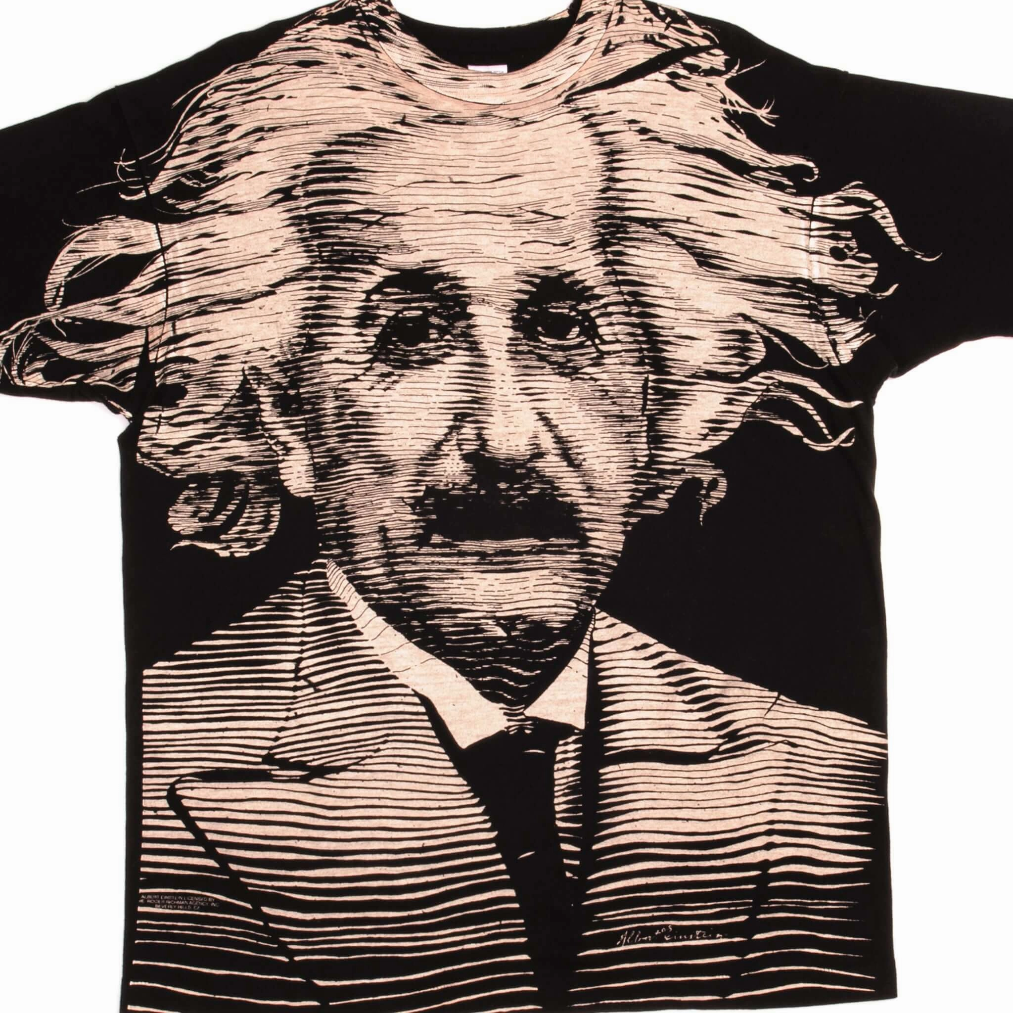 VINTAGE ALL OVER PRINT ALBERT EINSTEIN 1990S TEE SHIRT SIZE XL MADE IN USA Sleek Design Everyday Look Wear