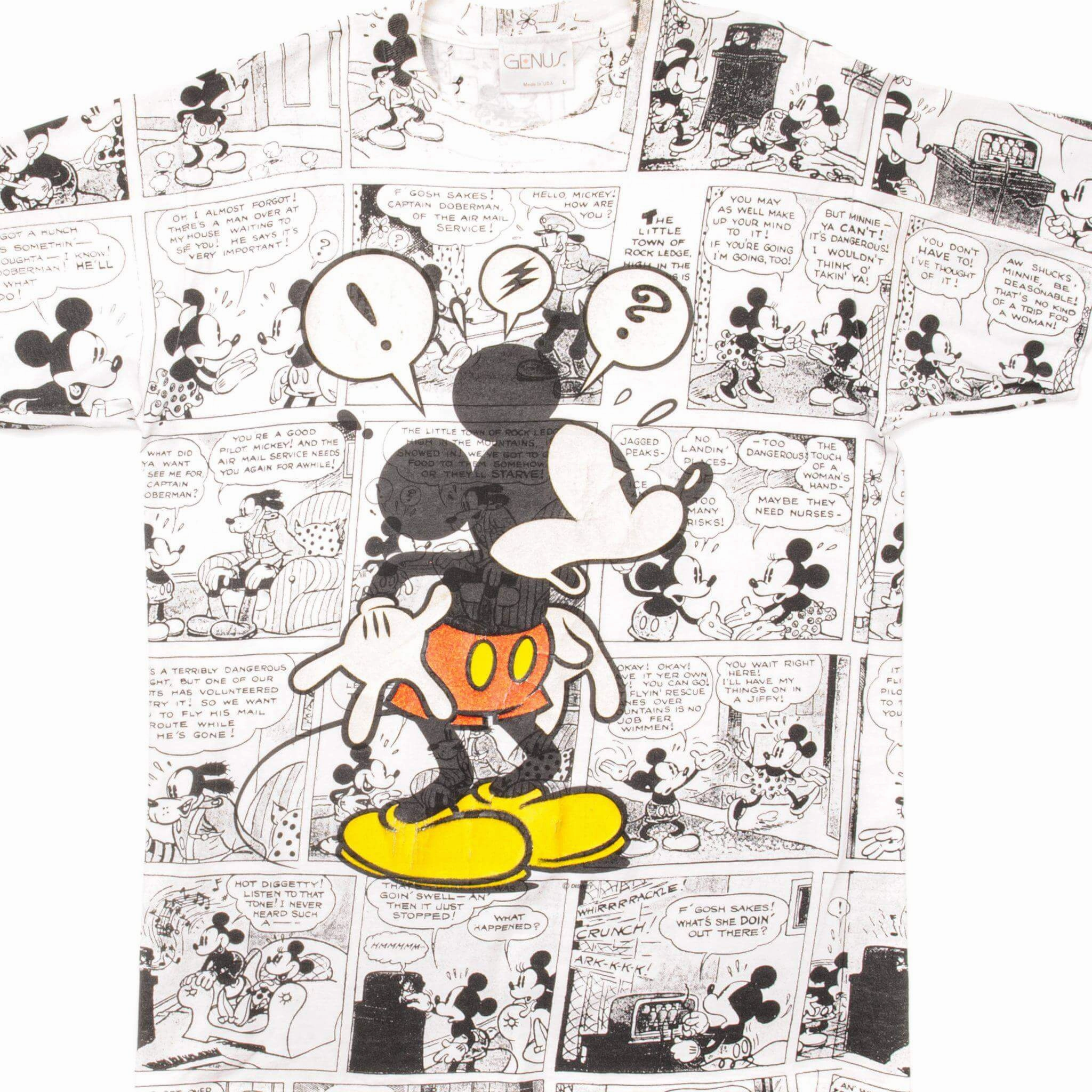 VINTAGE ALL OVER PRINT DISNEY MICKEY MOUSE TEE SHIRT SIZE LARGE MADE IN USA Relaxed Waist