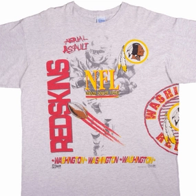 VINTAGE ALL OVER PRINT NFL WASHINGTON REDSKINS 1991 TEE SHIRT XL MADE USA Athletic and Cool Anti Shrinkage Treatment