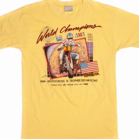 VINTAGE AMA WORLD CHAMPION MOTOCROSS DAVID BAILEY TEE SHIRT 1984 MEDIUM MADE USA Organic Cotton Blend