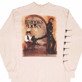 VINTAGE BROOKS & DUNN WAITING ON SUNDOWN 1990S LONG SLEEVE TEE SHIRT LARGE Ultimate Comfort