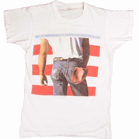 Water Based Ink Print Light Flex VINTAGE BRUCE SPRINGSTEEN TEE SHIRT SIZE SMALL BORN IN USA WORLD TOUR 1980s MADE IN USA