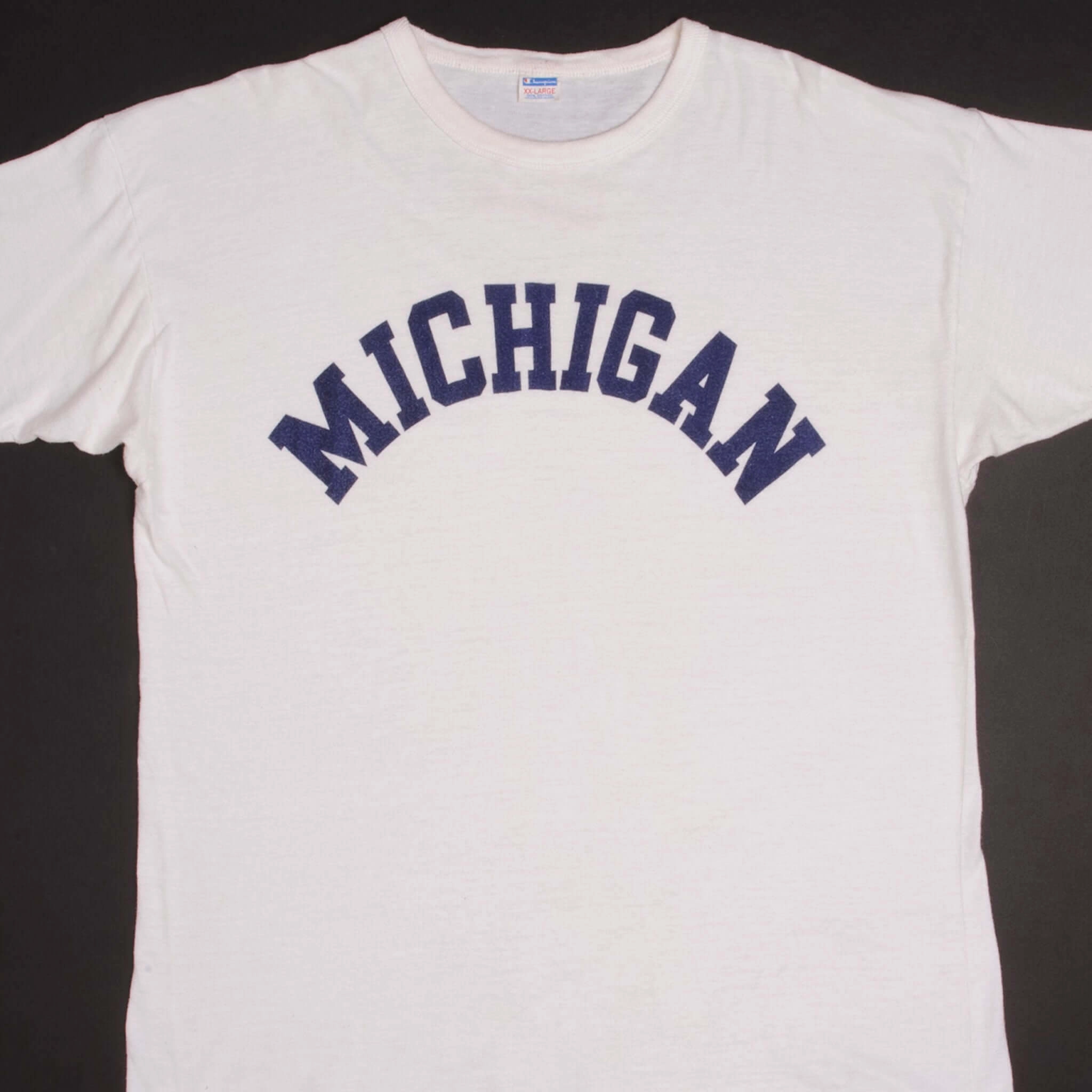 Comfy Wear Fit Breathable Wearable VINTAGE CHAMPION MICHIGAN UNIVERSITY TEE SHIRT 1970s SIZE XL MADE IN USA