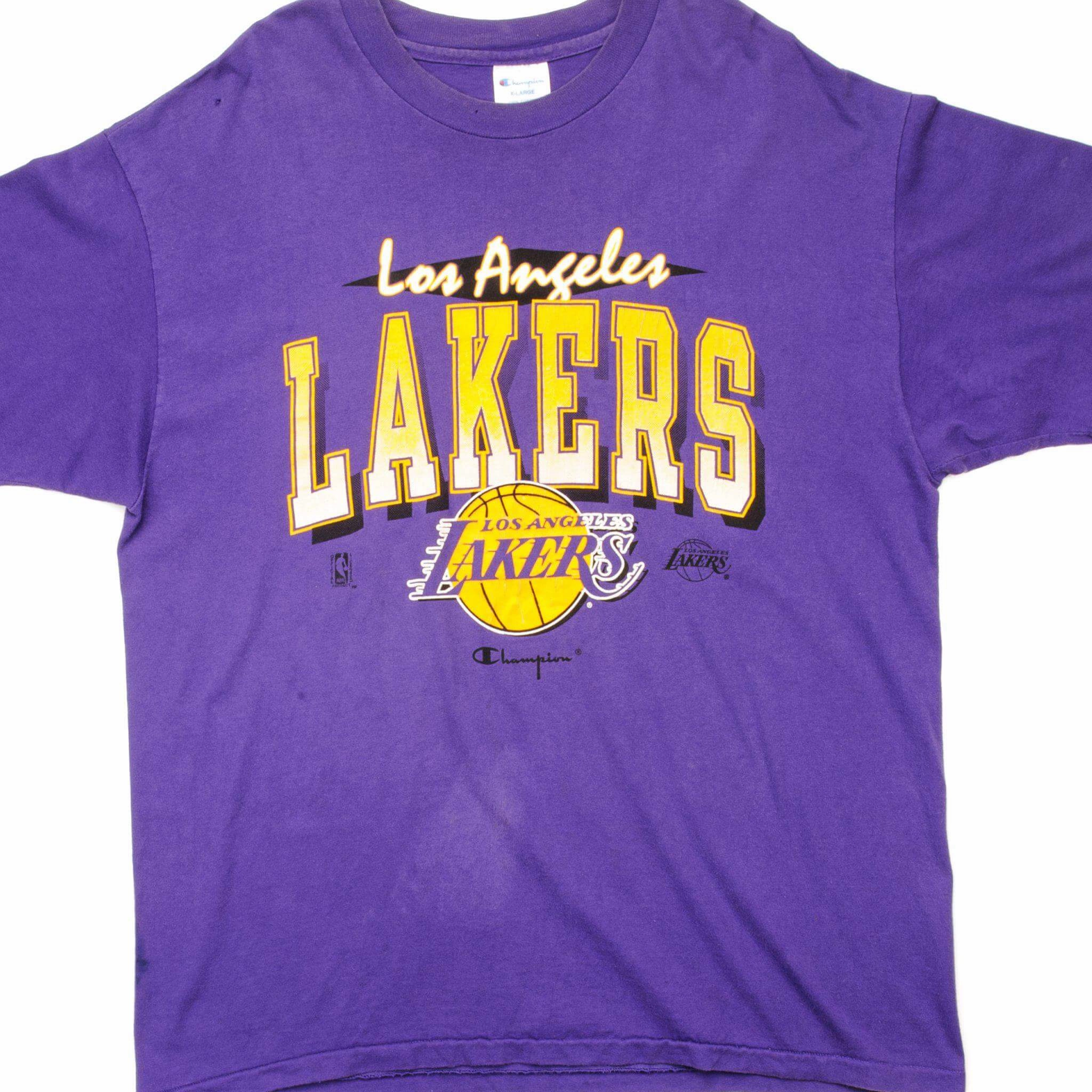 VINTAGE CHAMPION NBA LOS ANGELES LAKERS TEE SHIRT EARLY 90S SIZE XL MADE IN USA Plus Size Casual Performance Fit