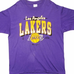VINTAGE CHAMPION NBA LOS ANGELES LAKERS TEE SHIRT EARLY 90S SIZE XL MADE IN USA Plus Size Casual Performance Fit
