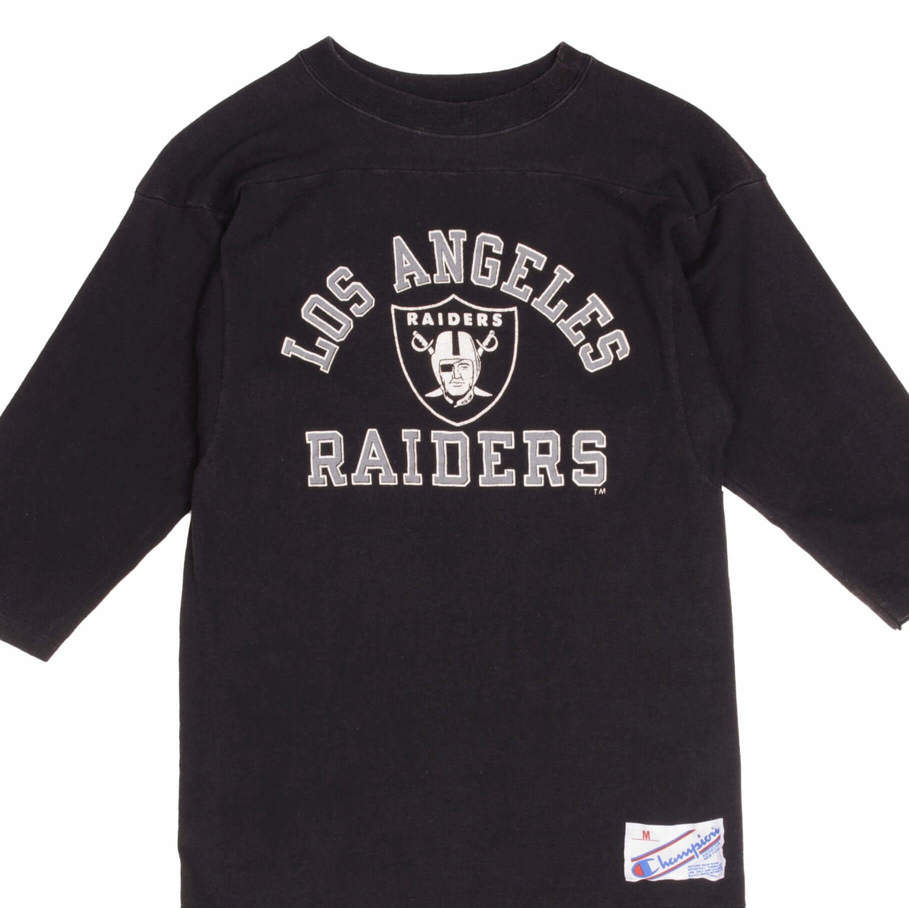 VINTAGE CHAMPION NFL LOS ANGELES RAIDERS 2/3 SLEEVES TEE SHIRT 1980S SMALL USA Casual layering piece