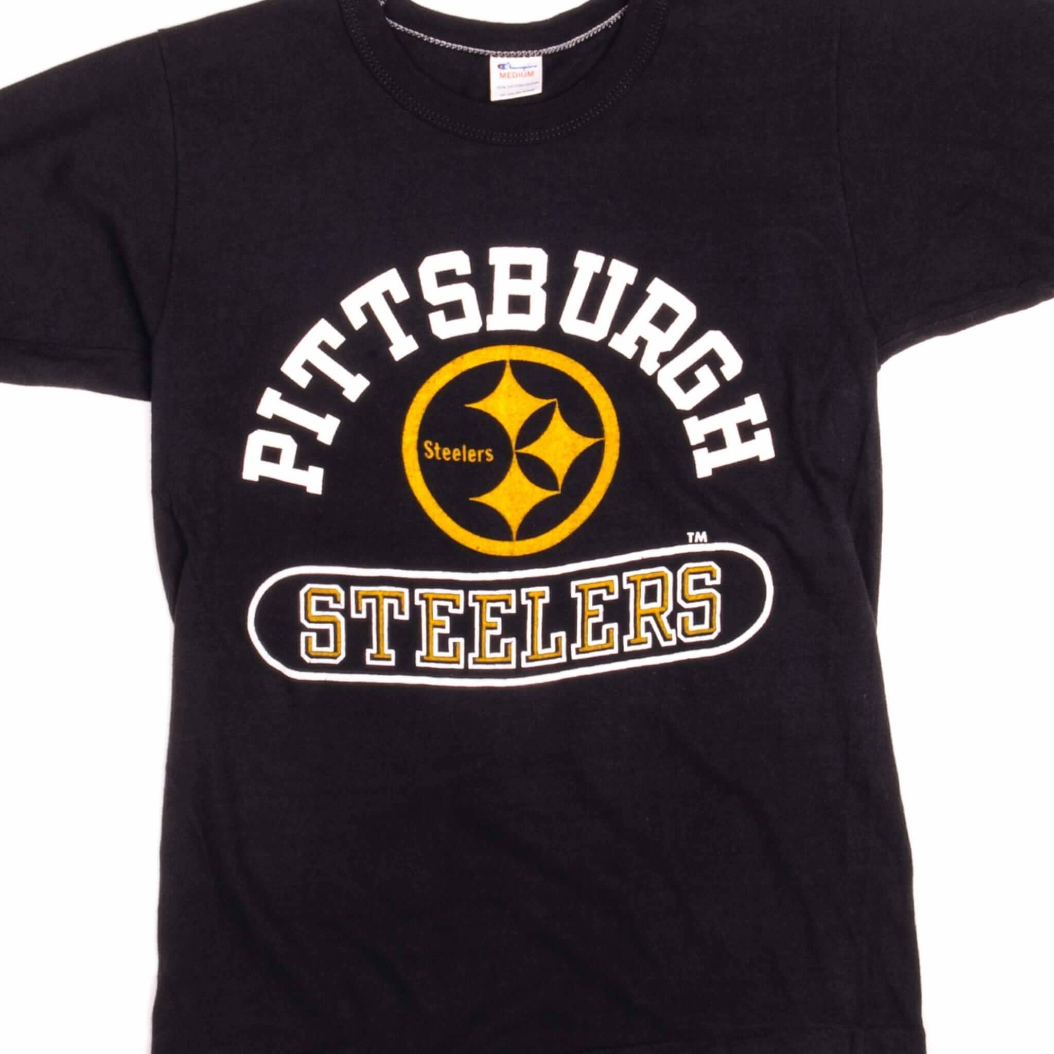 ethical LayeredSleeveConstruction VINTAGE CHAMPION NFL PITTSBURGH STEELERS TEE SHIRT 1980S XS MADE IN USA