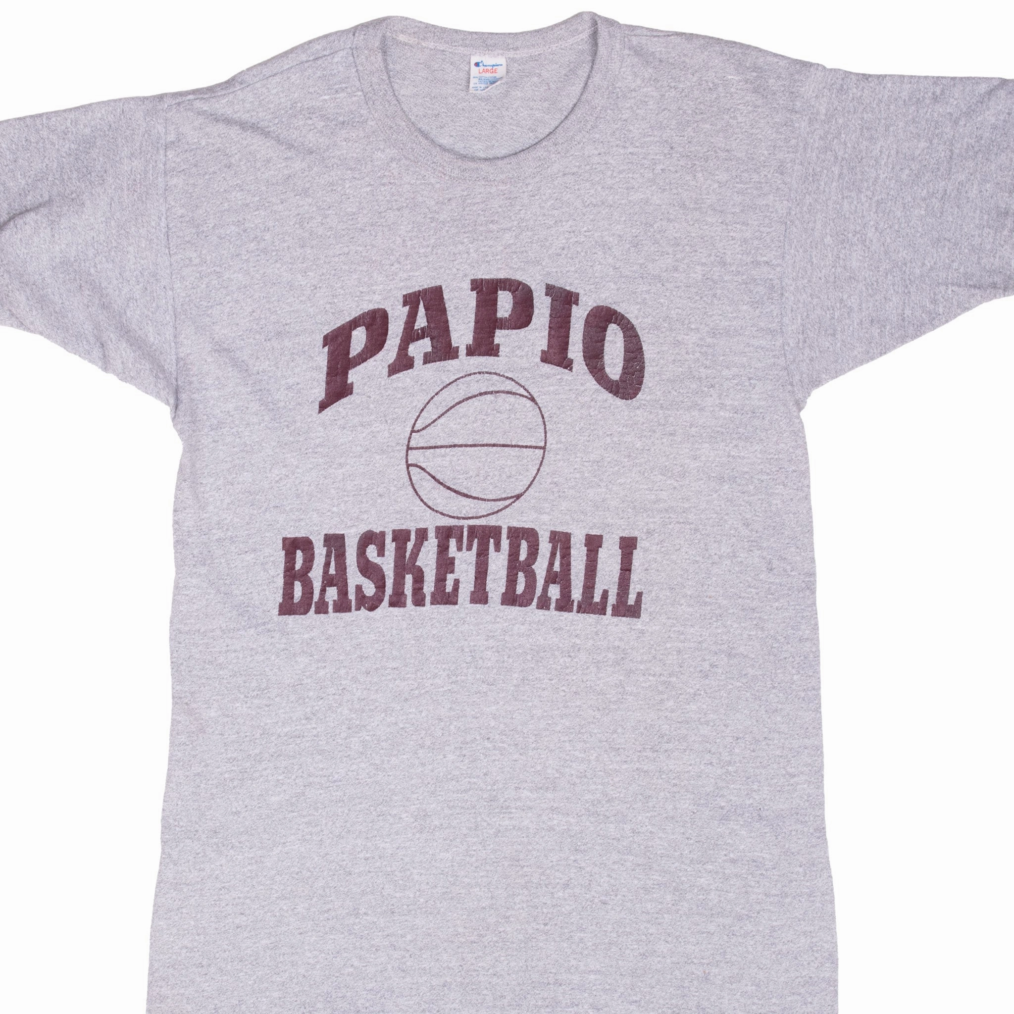 Eco Certified Textile Teenager coolness VINTAGE CHAMPION PAPIO BASKETBALL TEE SHIRT 1980S MEDIUM MADE IN USA