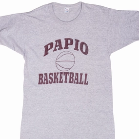 Eco Certified Textile Teenager coolness VINTAGE CHAMPION PAPIO BASKETBALL TEE SHIRT 1980S MEDIUM MADE IN USA